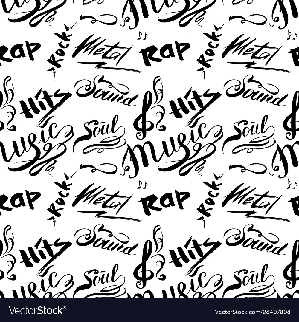 Hand drawn seamless pattern with music styles