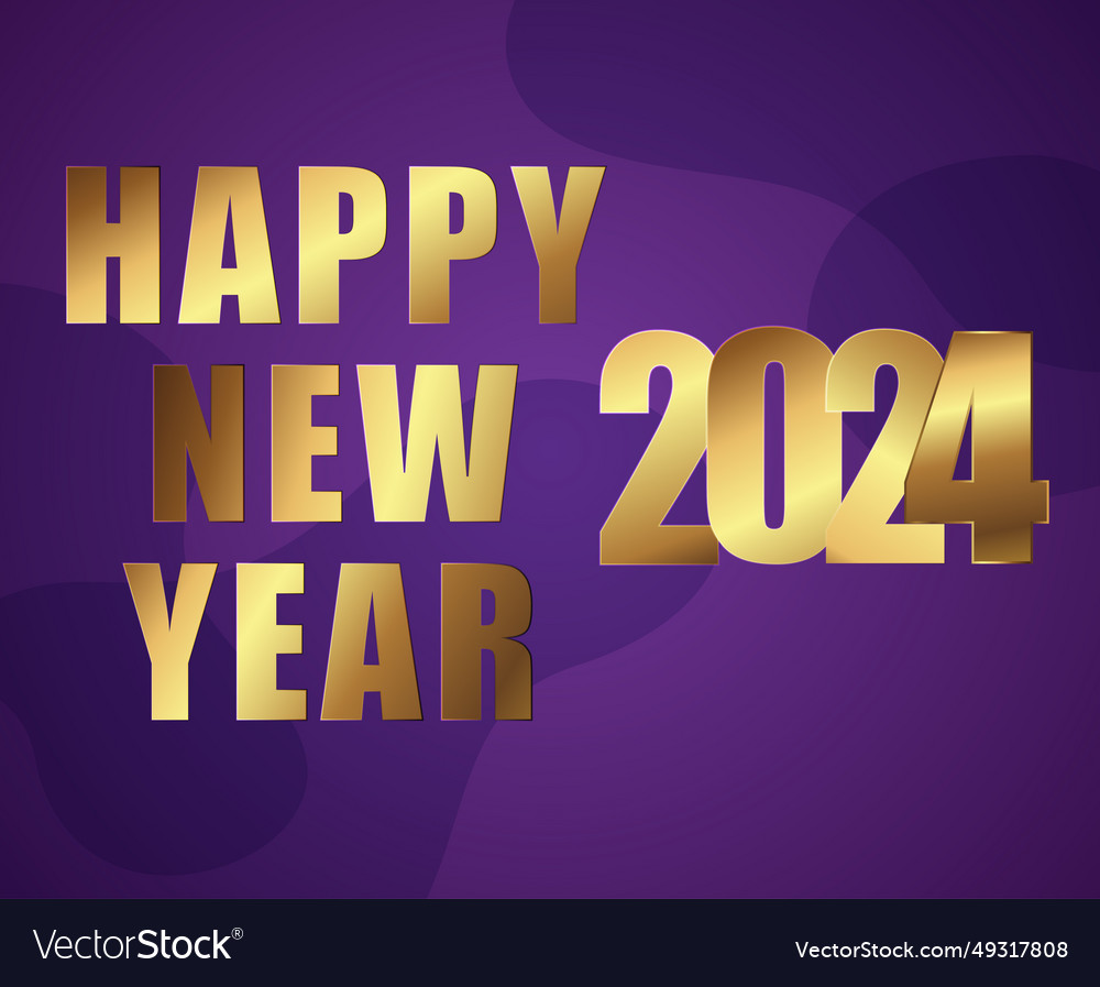 Happy new year 2024 holiday design gold abstract Vector Image