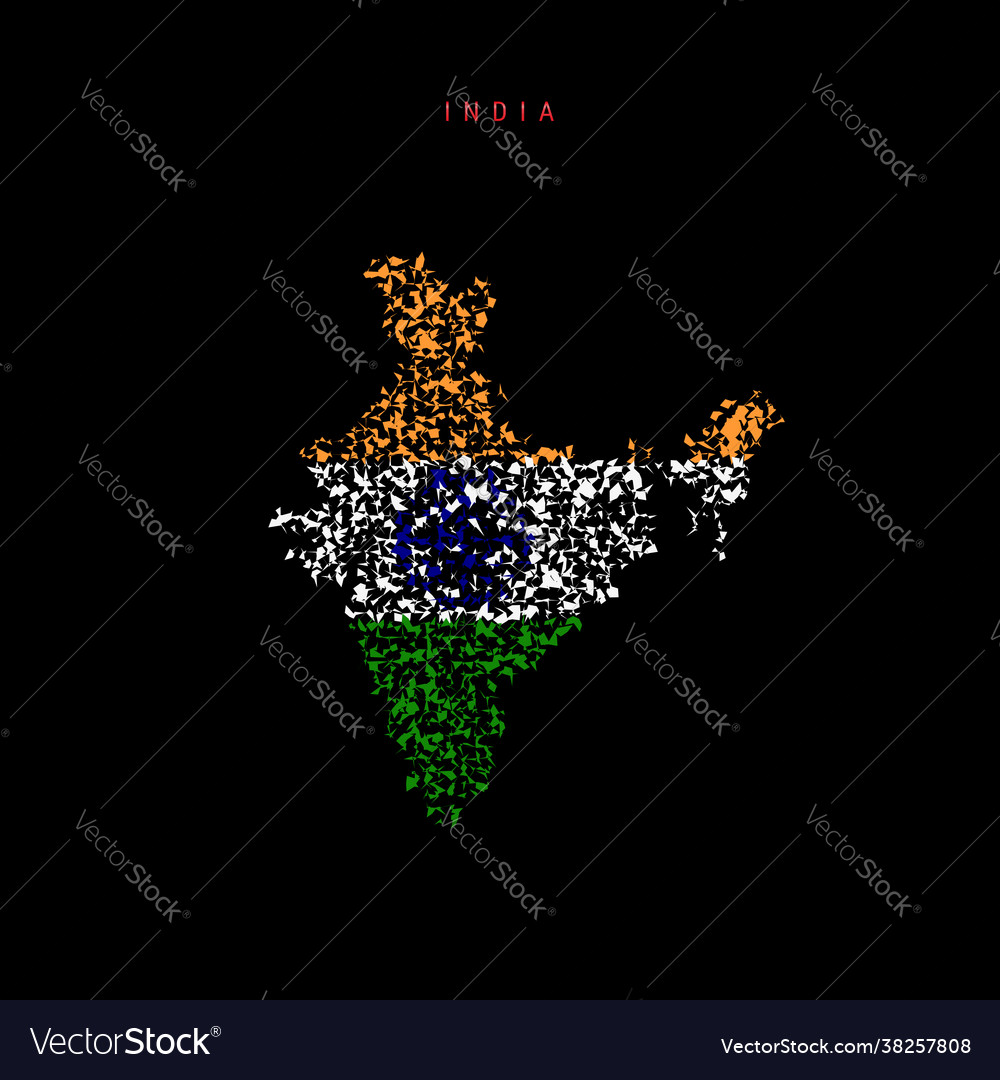 India flag map chaotic particles pattern vector image India flag map chaotic particles pattern