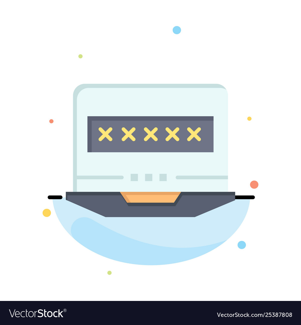 Laptop computer lock security abstract flat color vector image Laptop computer lock security abstract flat color