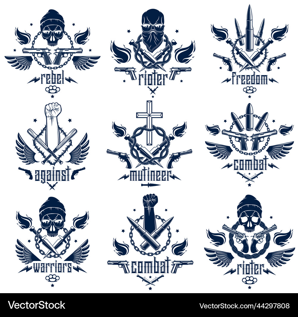 Revolution and riot aggressive emblem or logo Vector Image