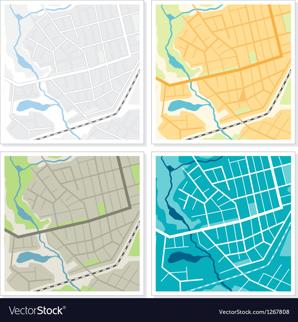 Set of 4 abstract maps