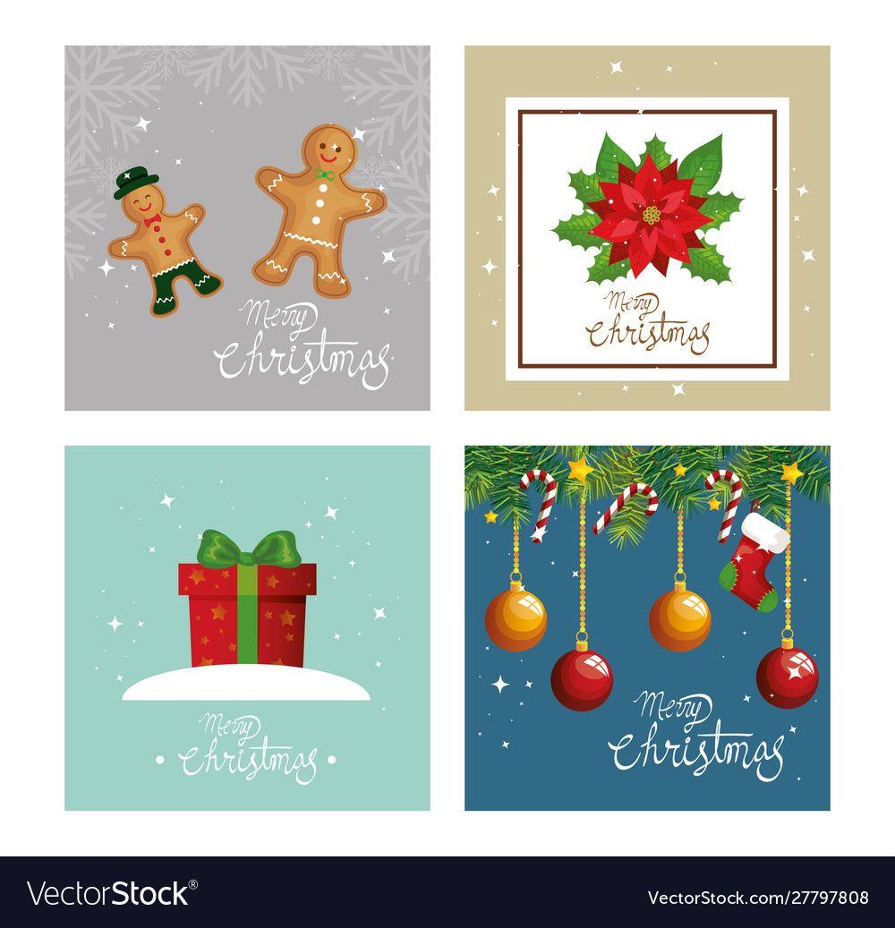 Set poster merry christmas and decoration