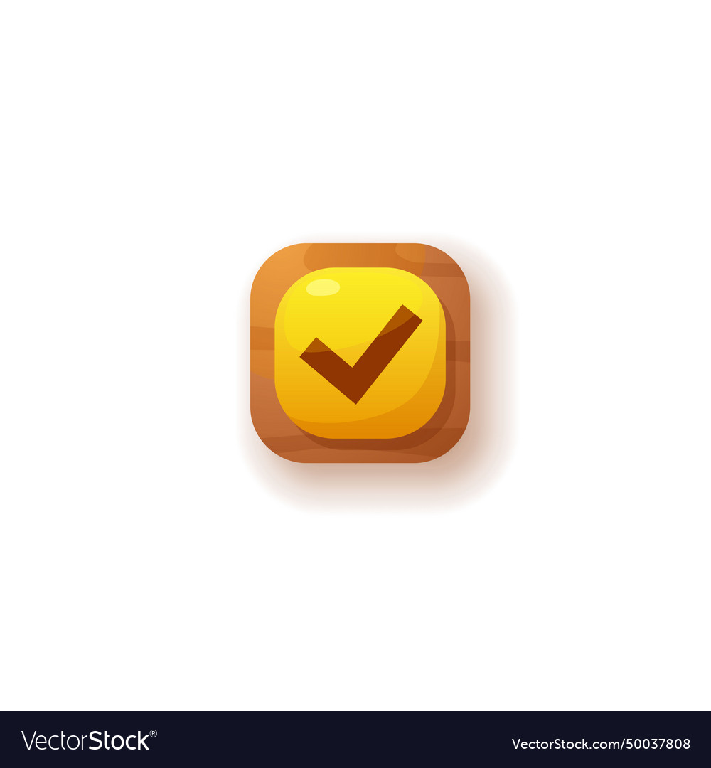 Simple button yellow square and check mark