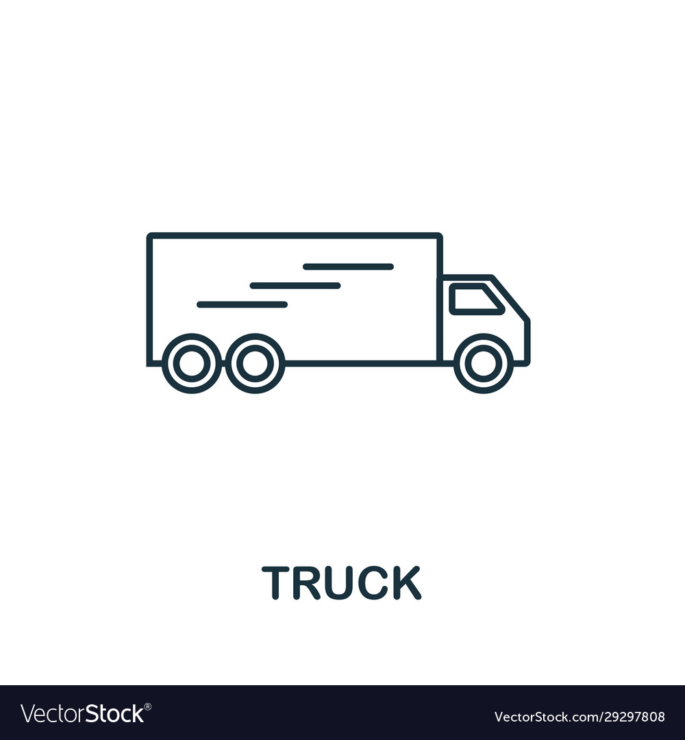 Truck icon thin line style element from farm