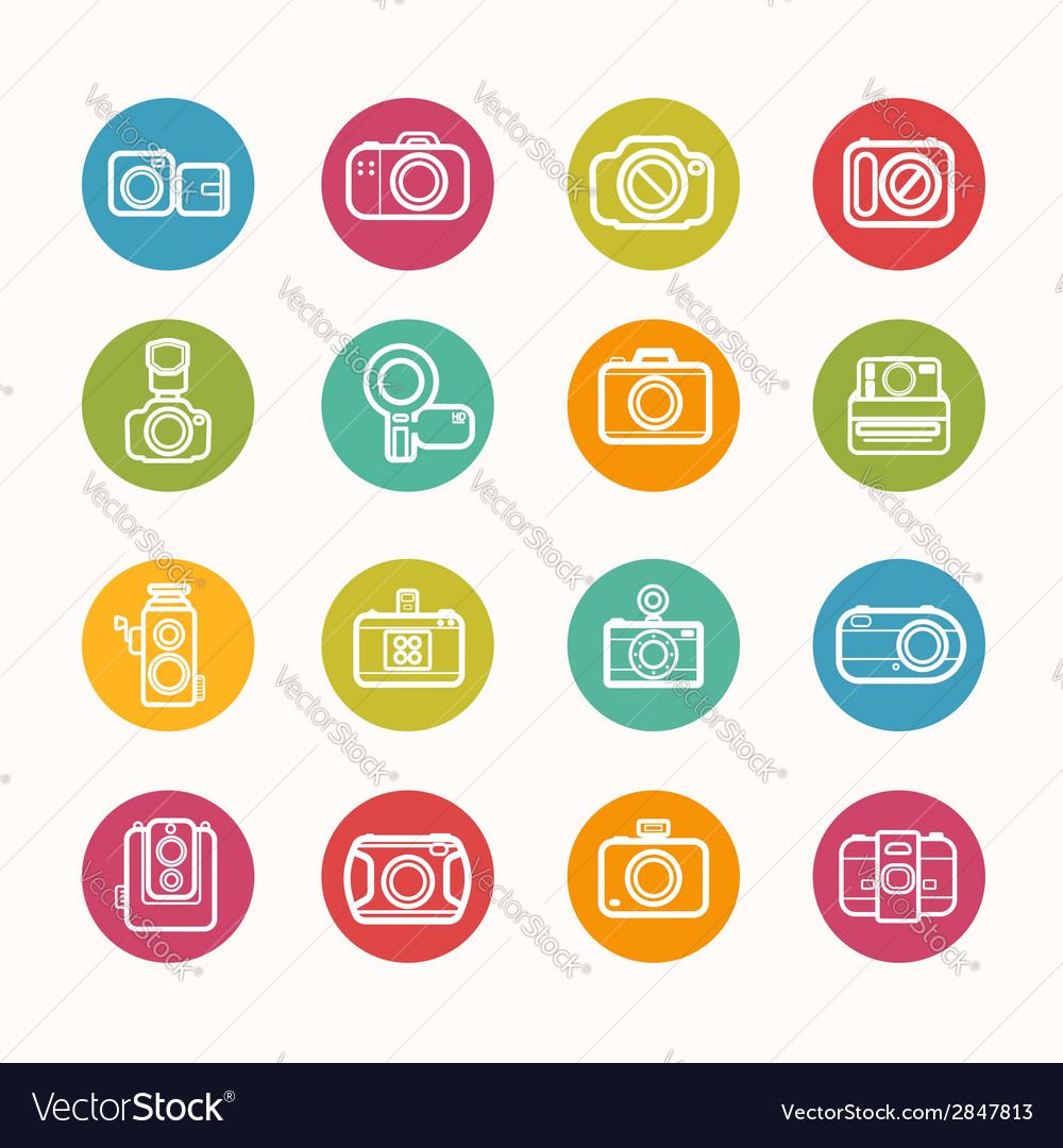 Camera icons set circle series