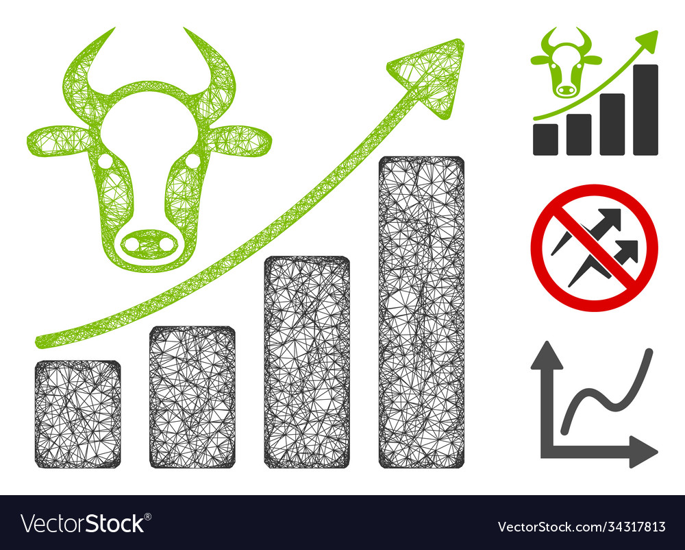 Cattle chart grow up polygonal web mesh vector image Cattle chart grow up polygonal web mesh