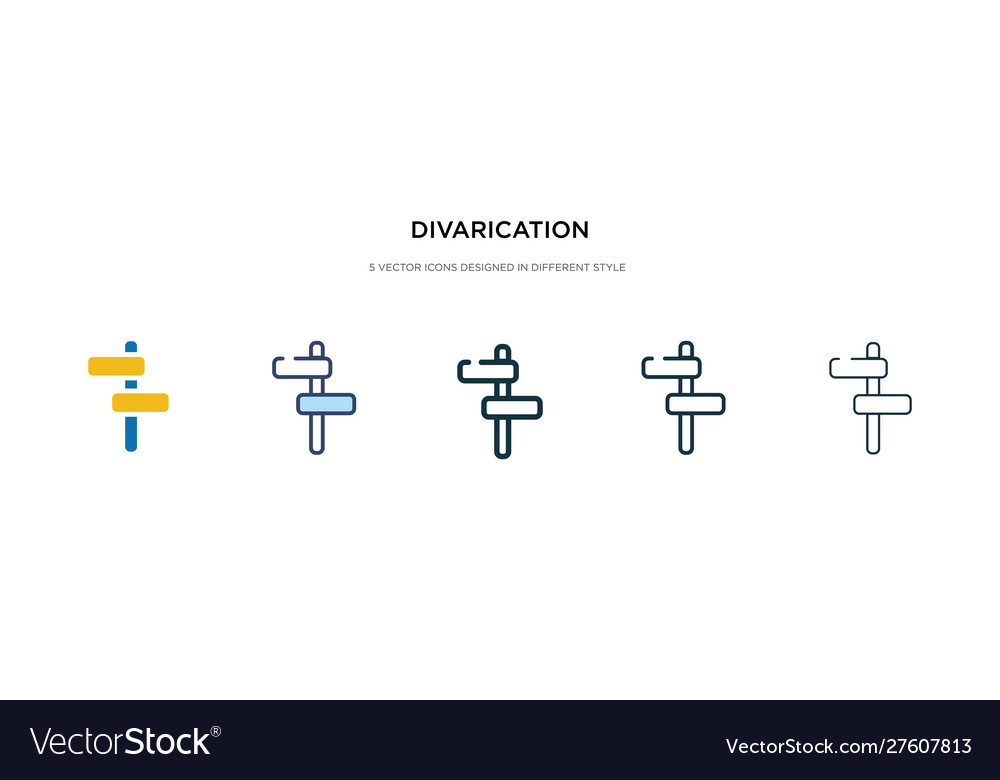 Divarication icon in different style two colored