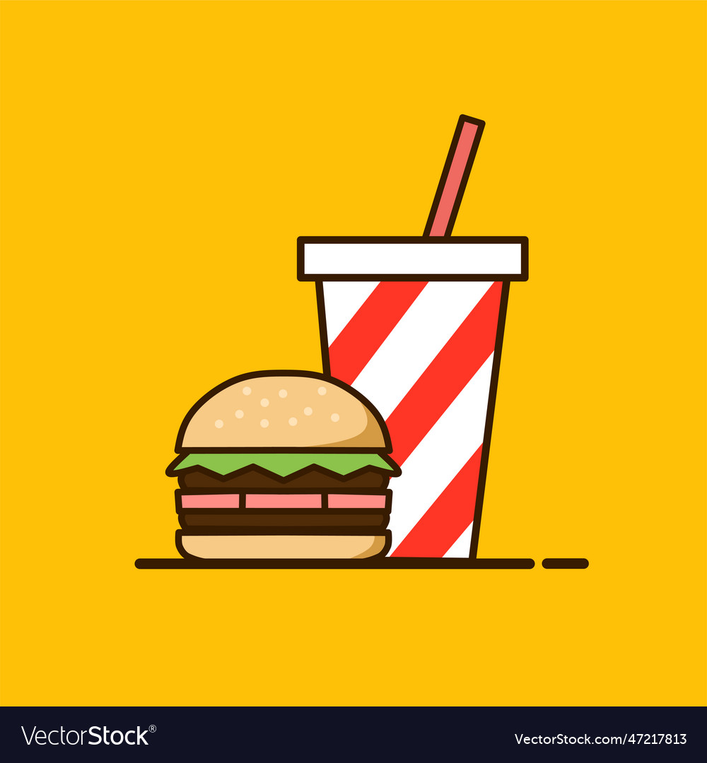 Hamburger and soft drink simple design