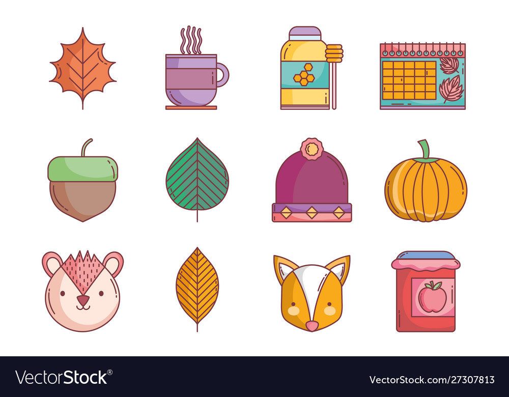 Hello autumn design icons collection