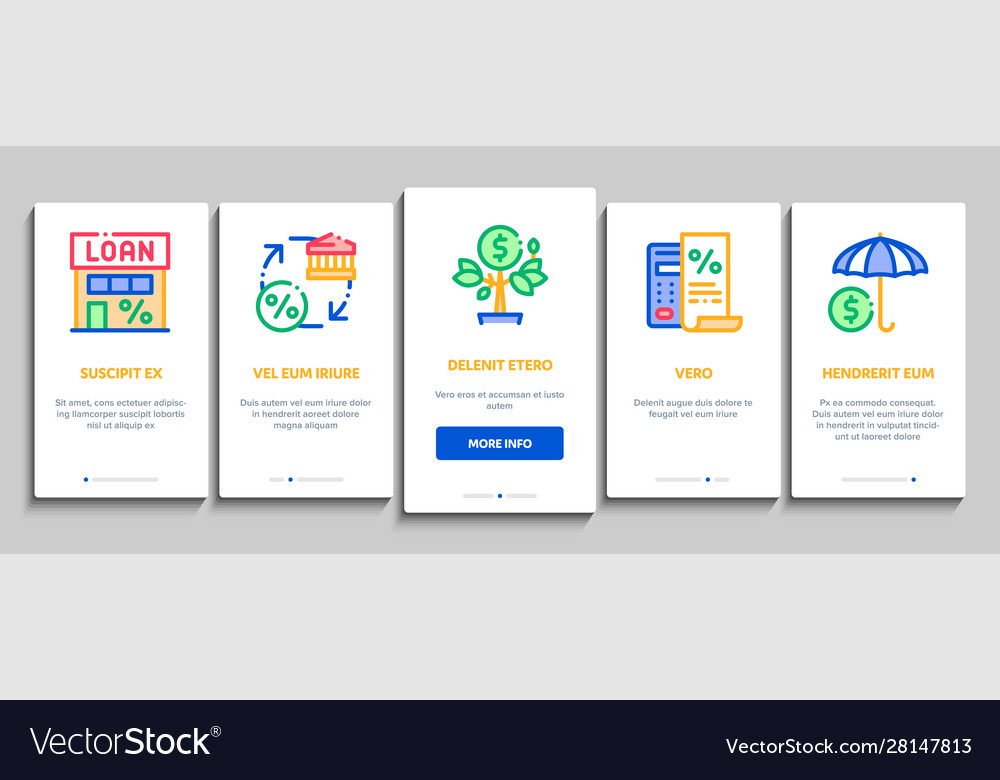 Payday loan onboarding elements icons set