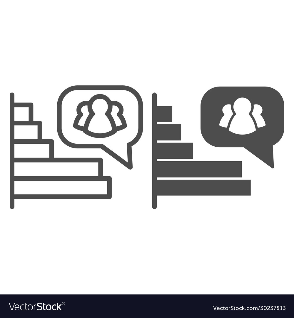 Rating chart line and solid icon audience vector image Rating chart line and solid icon audience