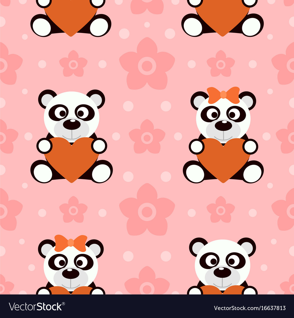 Seamless background with funny pandas