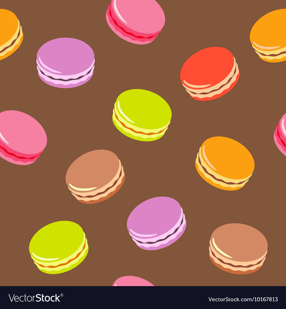 Seamless pattern with assorted colorful macarons