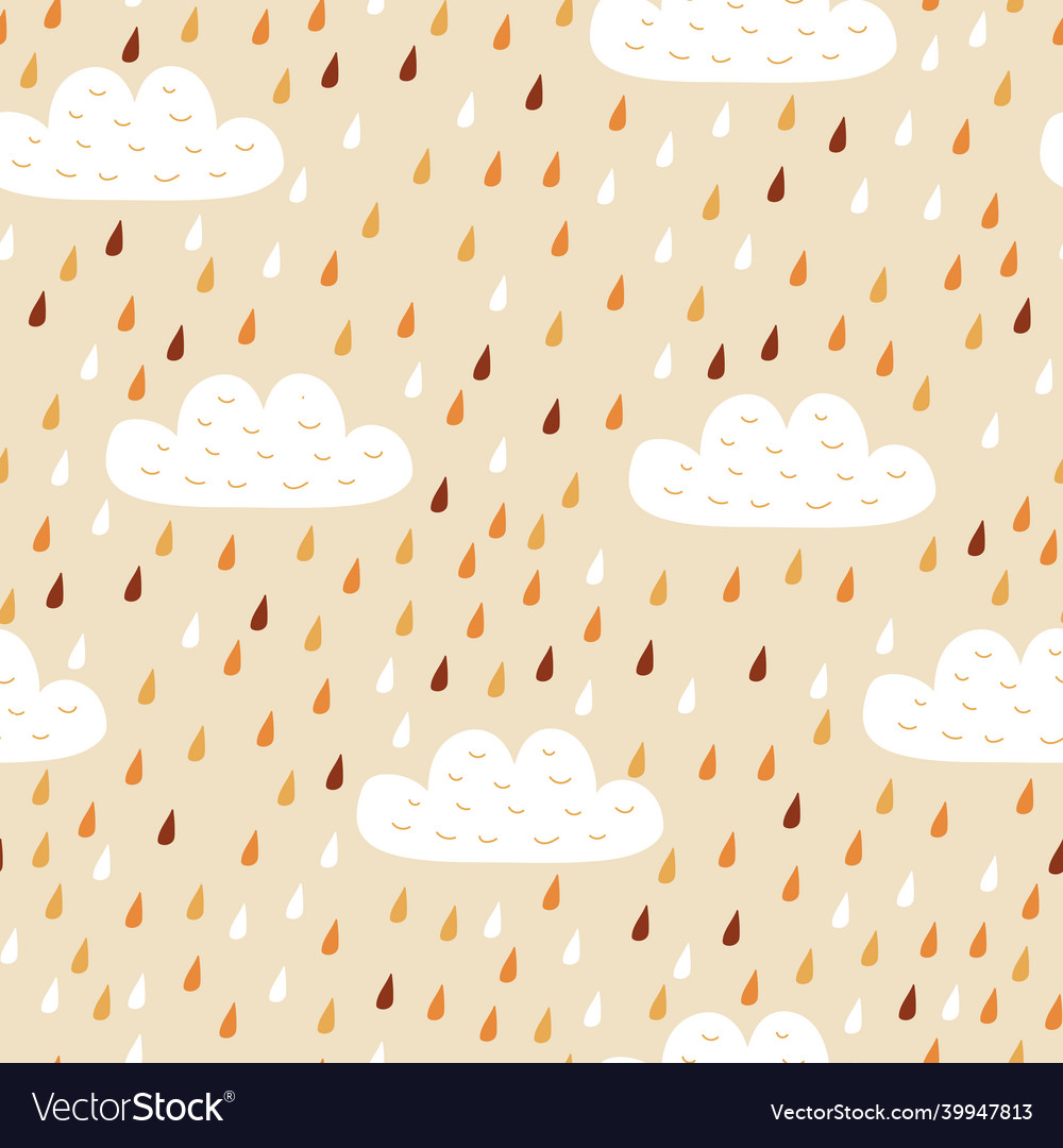Seamless pattern with rain drops and clouds vector image Seamless pattern with rain drops and clouds