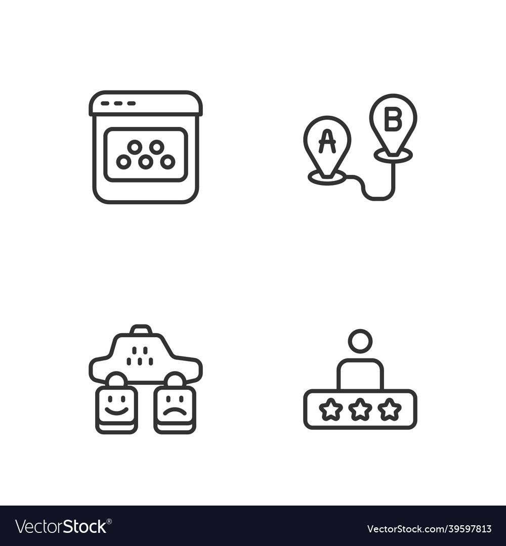 Set line taxi service rating mobile app and route vector image Set line taxi service rating mobile app and route