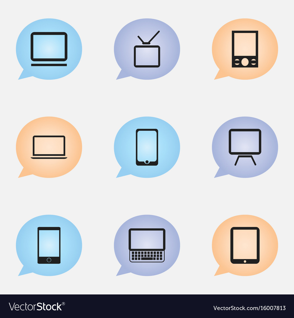 Set of 9 editable devices icons includes symbols