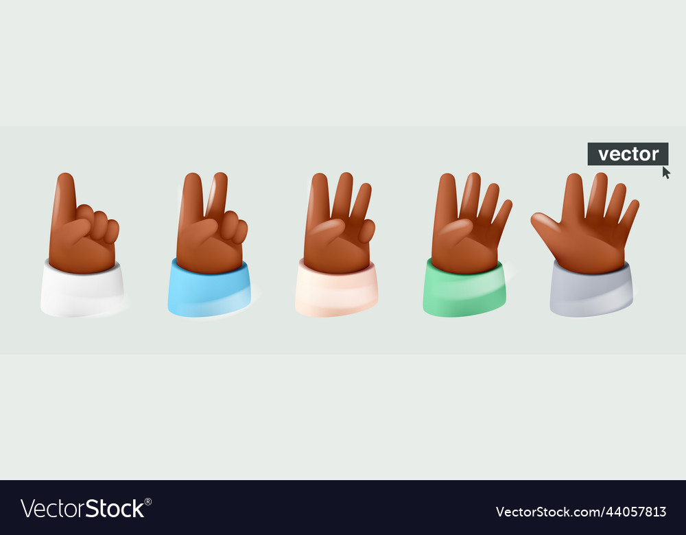 Set of counting one two three four and five hand Vector Image Set of counting one two three four and five hand