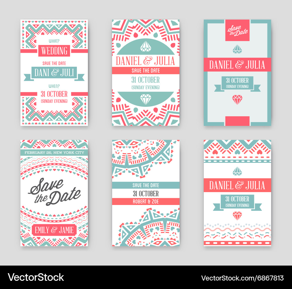 Set of design awesome wedding invitation template Vector Image
