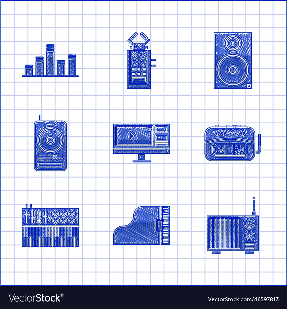 Set video recorder or editor software on monitor Vector Image Set video recorder or editor software on monitor