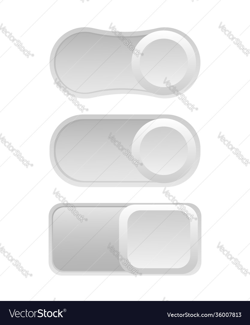 Toggle switch on and off white background vector image Toggle switch on and off white background
