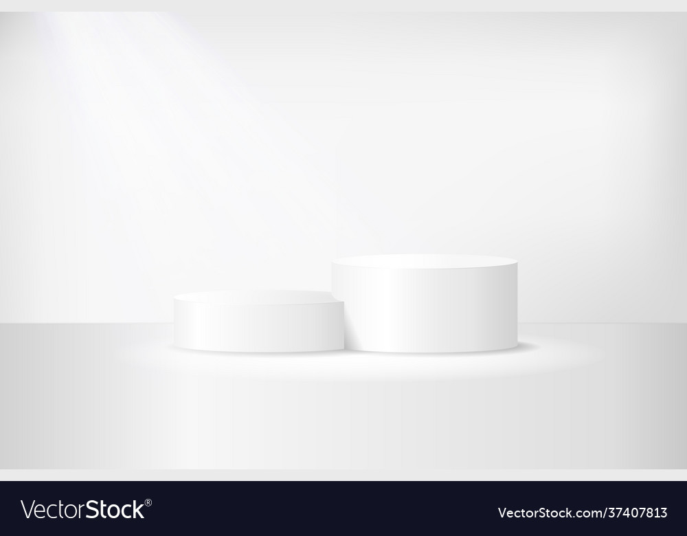 White 3d podium mockup in circle shape empty