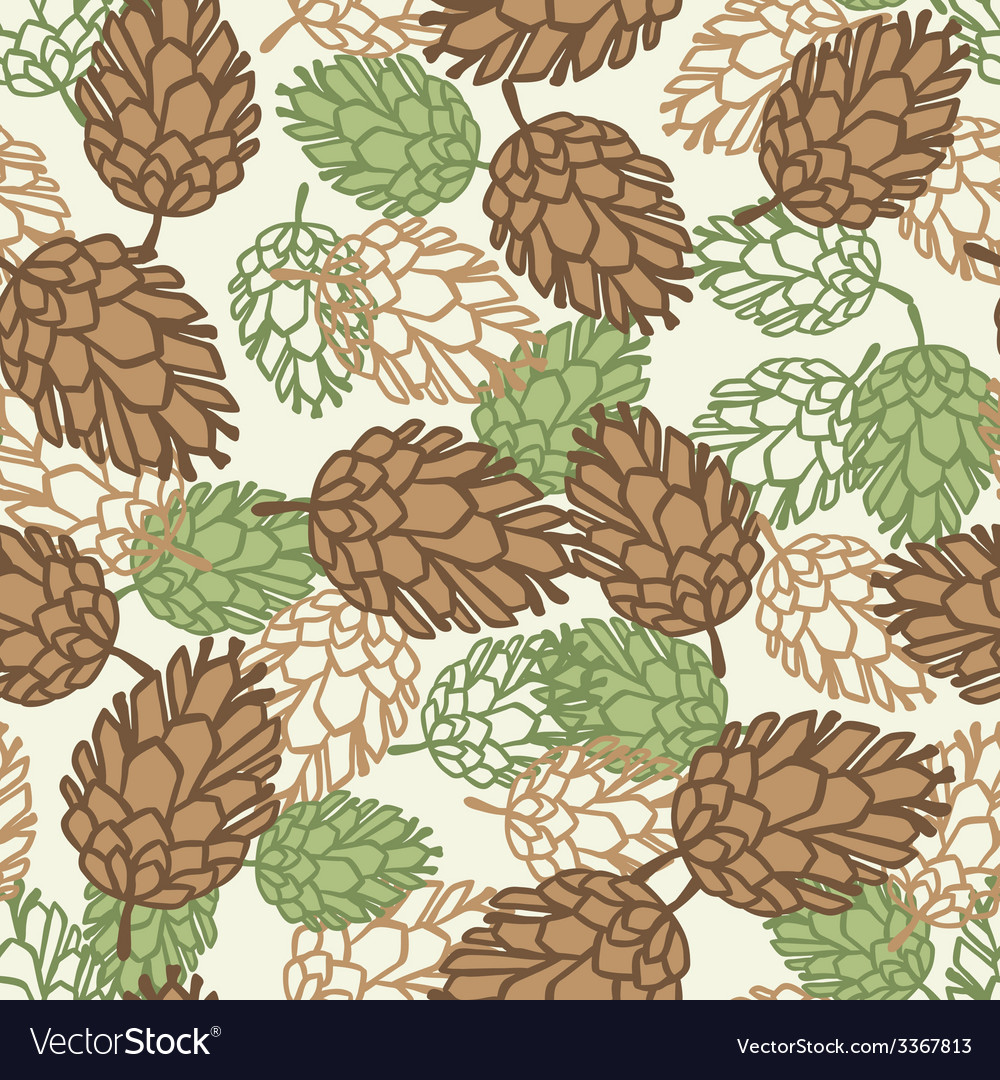 Winter seamless pattern with stylized pine cones