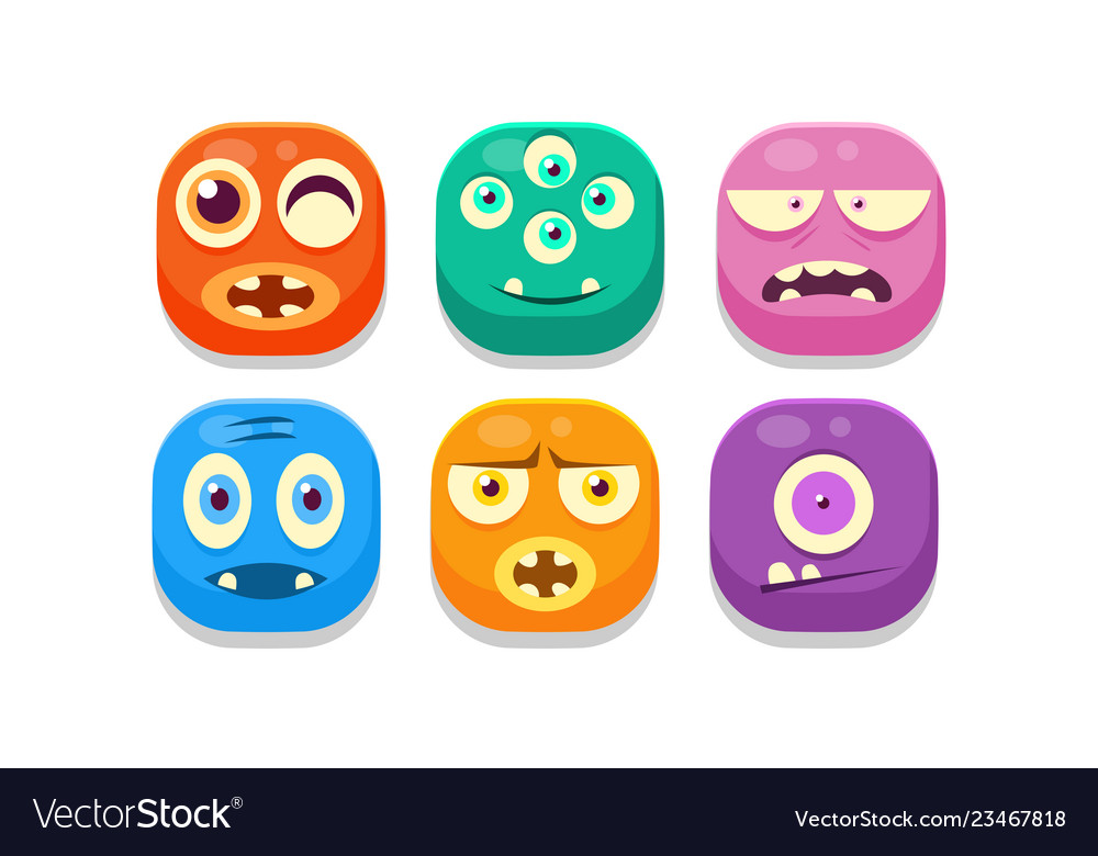 Collection bright buttons emoticons