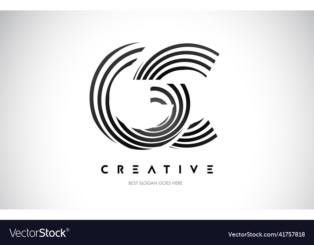 Gc lines warp logo design letter icon made Vector Image