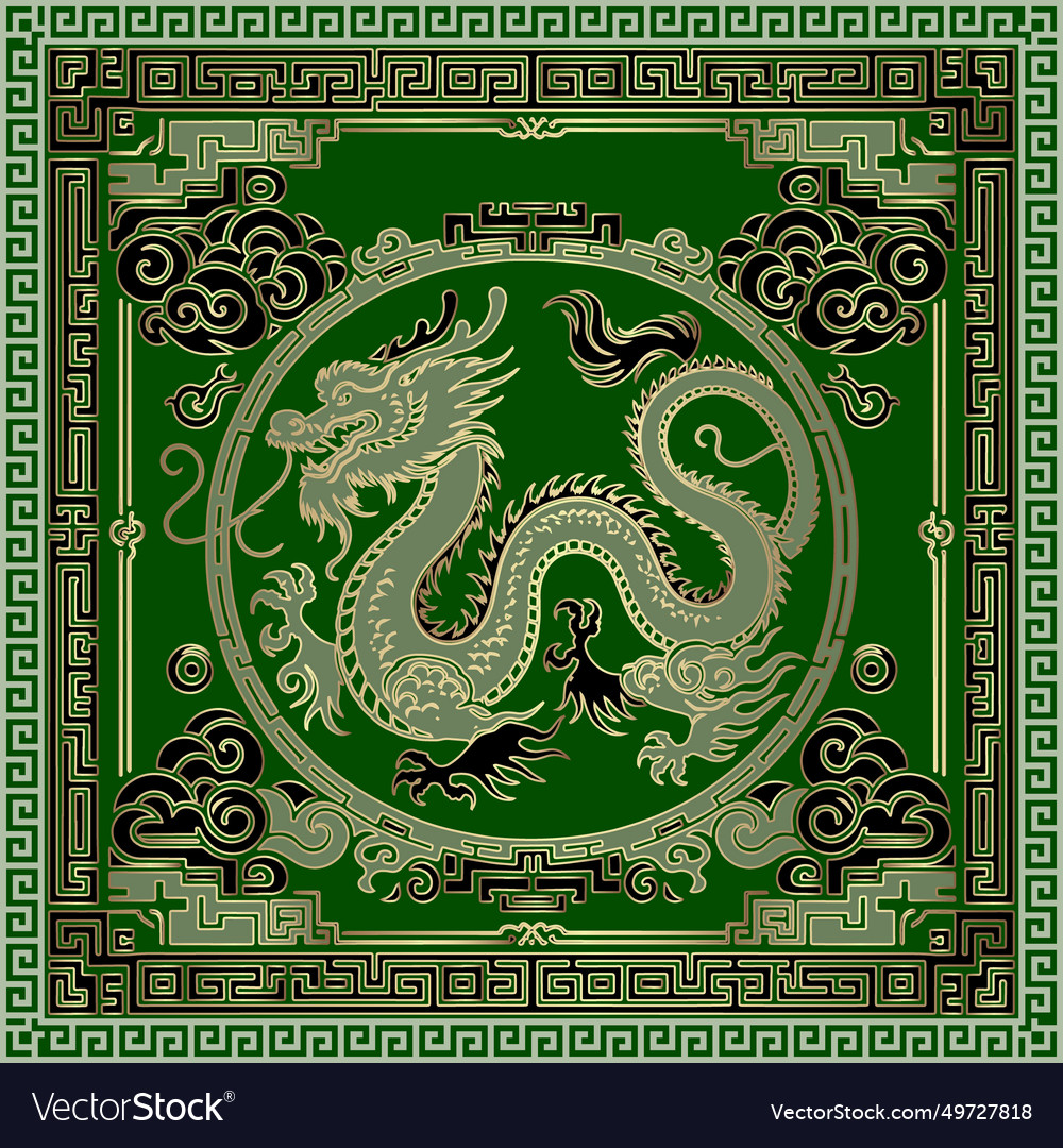 Green gold seamless asian style pattern Royalty Free Vector