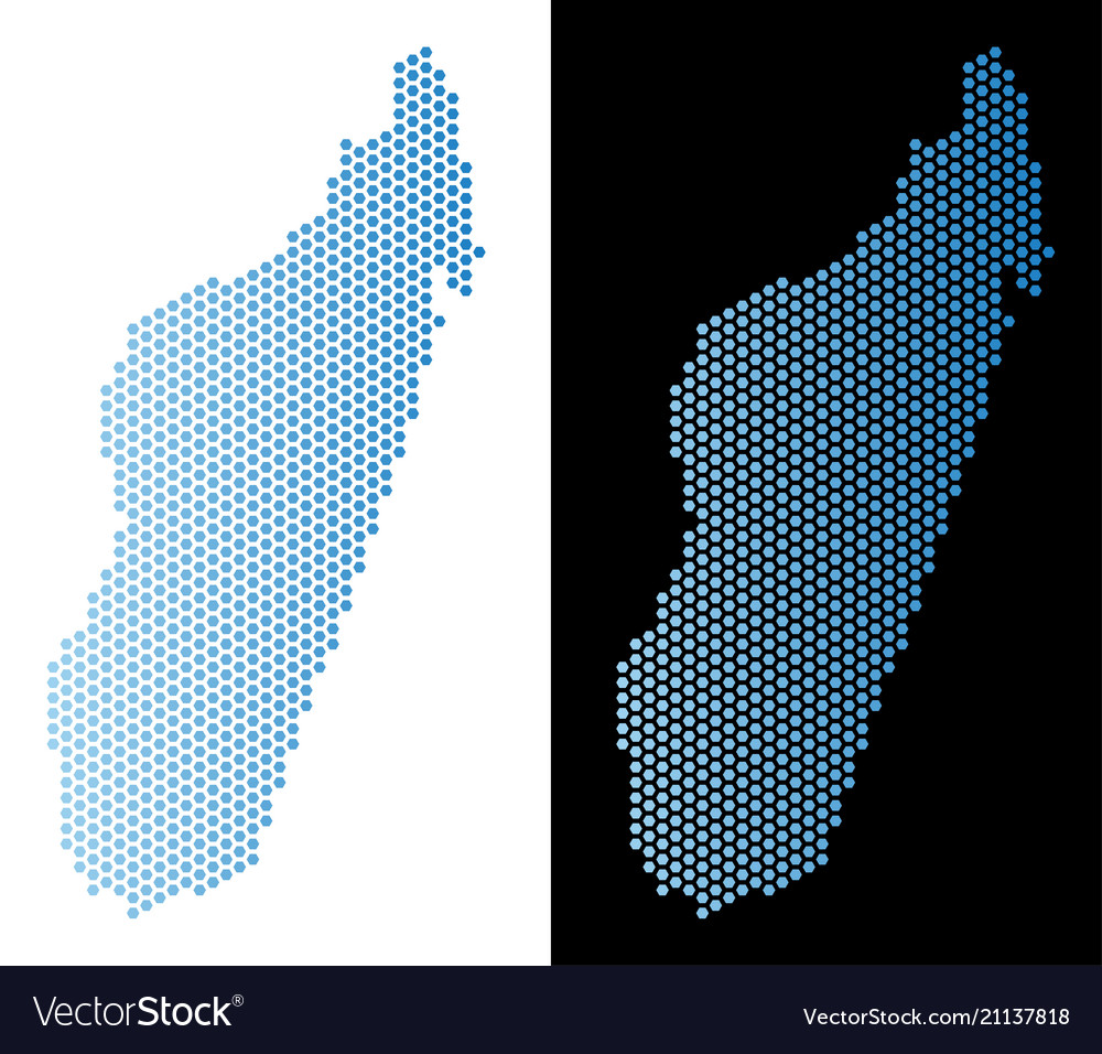 Madagascar island map hexagonal abstraction vector image Madagascar island map hexagonal abstraction