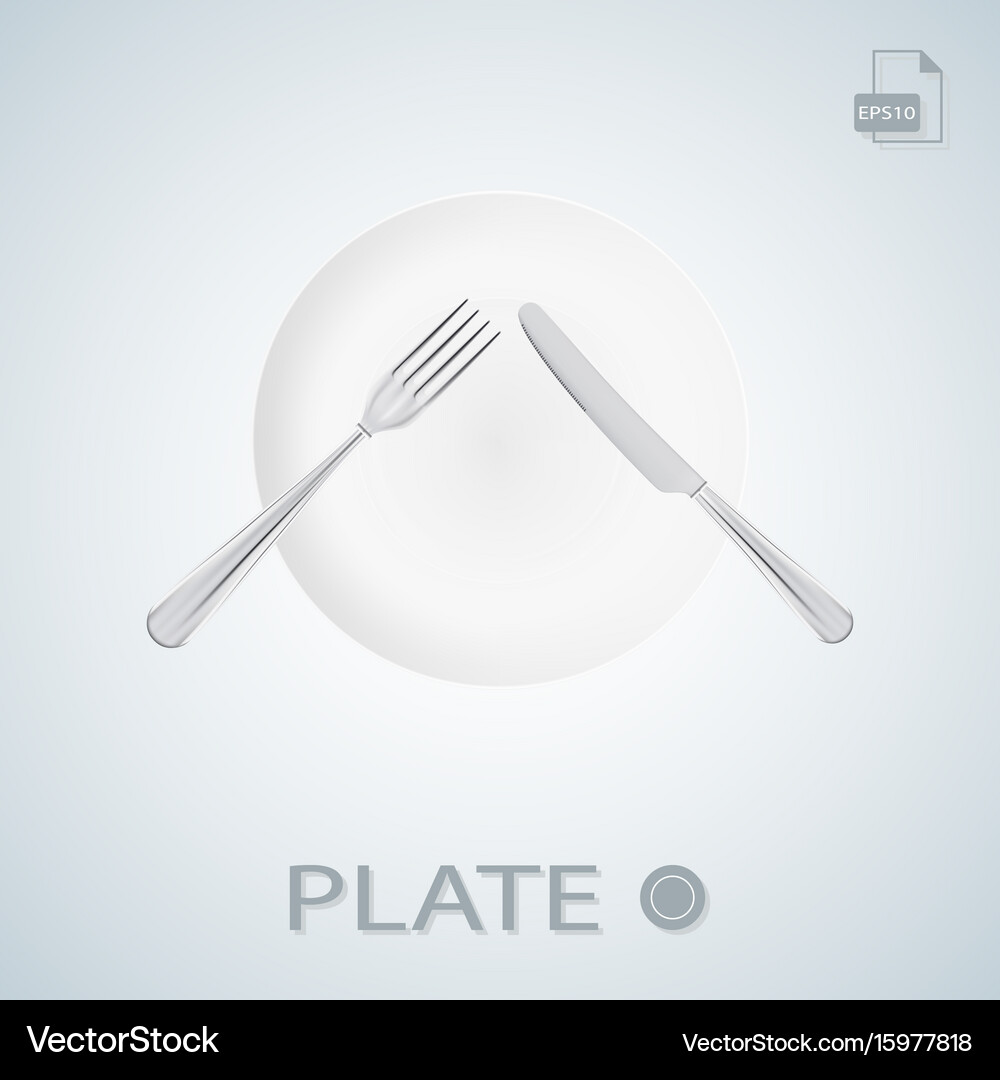 Plate with fork and knife crossed isolated Vector Image