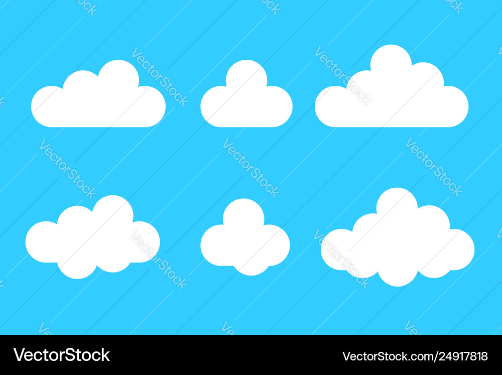 Set cloud icons in cartoon flat style isolated Vector Image