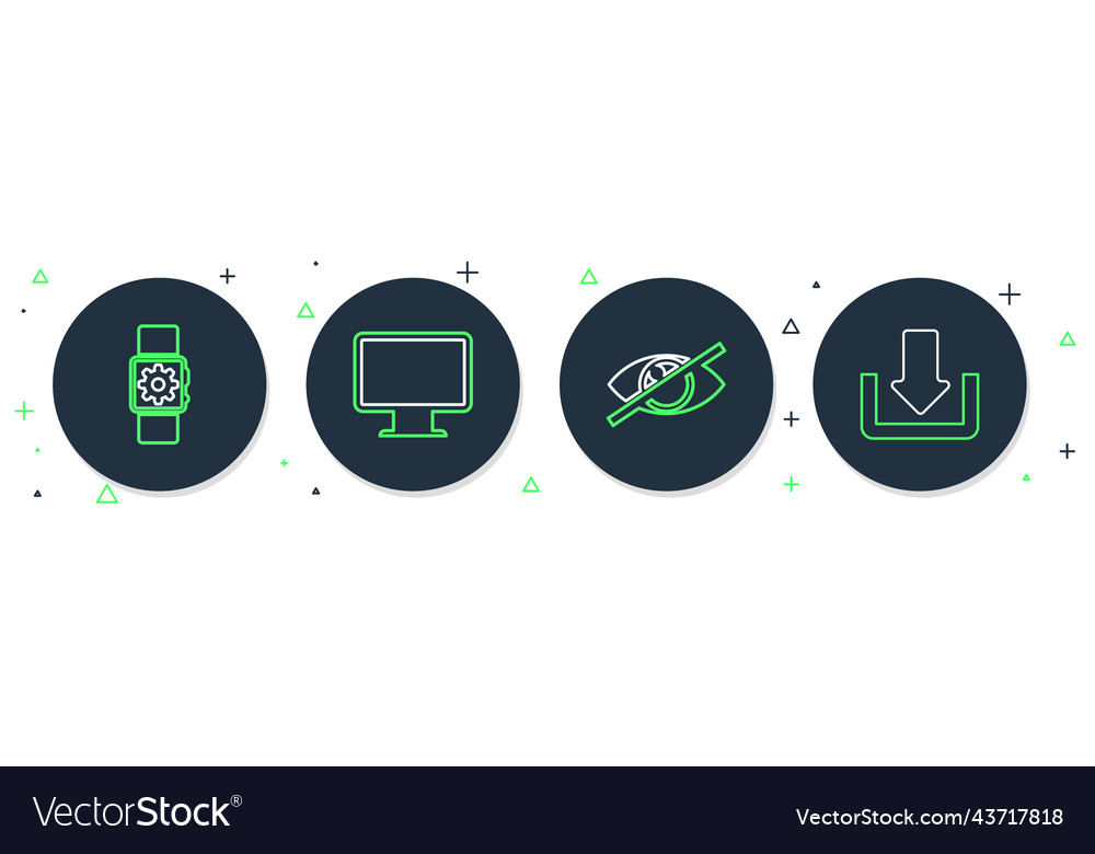Set line computer monitor screen invisible hide vector image Set line computer monitor screen invisible hide