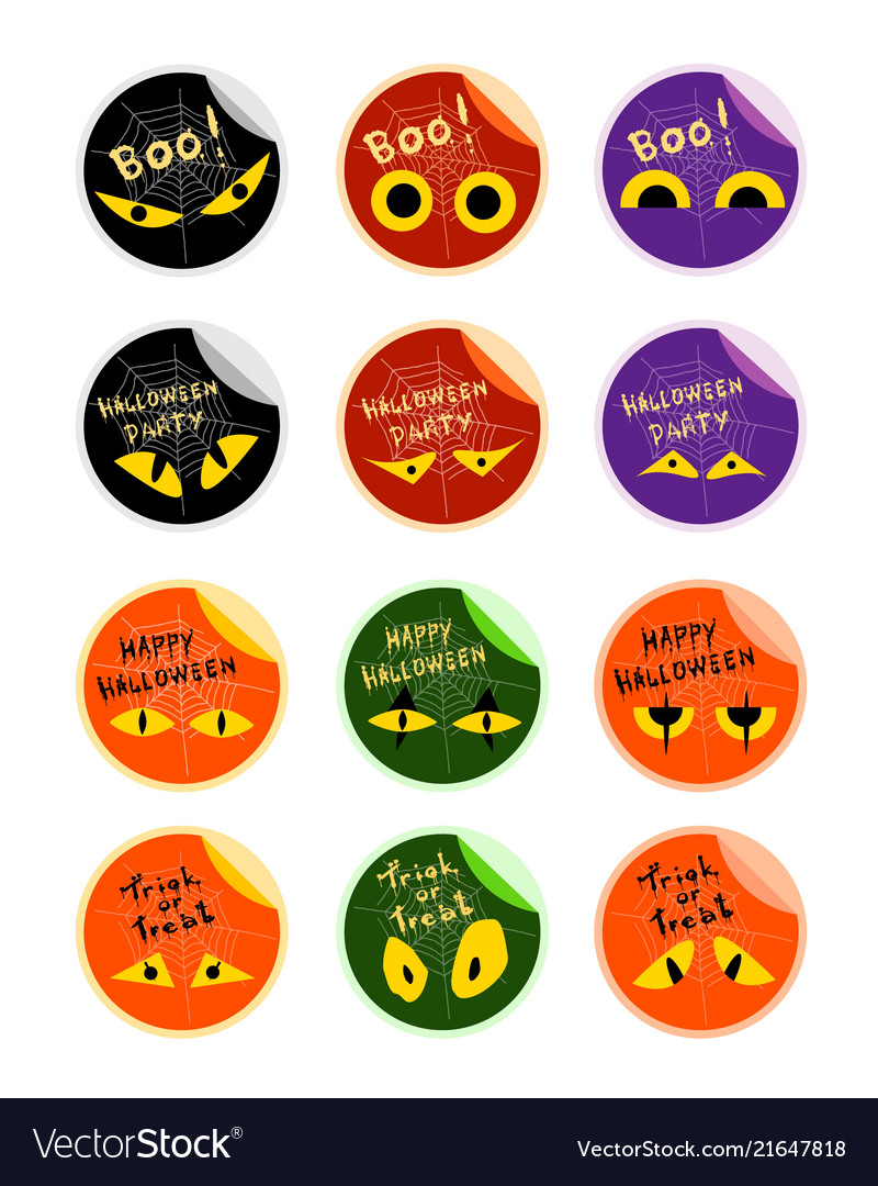 set of evil spiders on halloween stickers vector image stickers halloween
