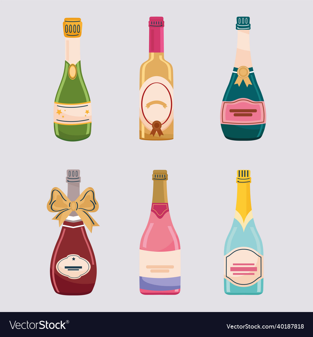 Six champagne drink bottles