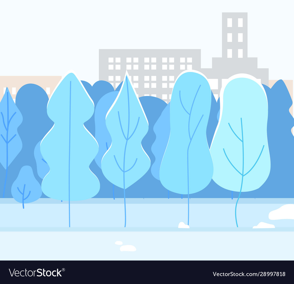 Snowy Stadtpark mit Bäumen Winterwetter in der Stadt vector image Snowy Stadtpark mit Bäumen Winterwetter in der Stadt