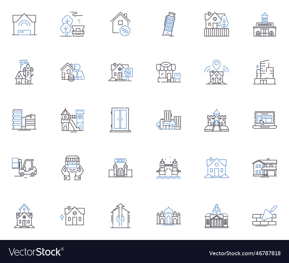 Structures line icons collection foundation