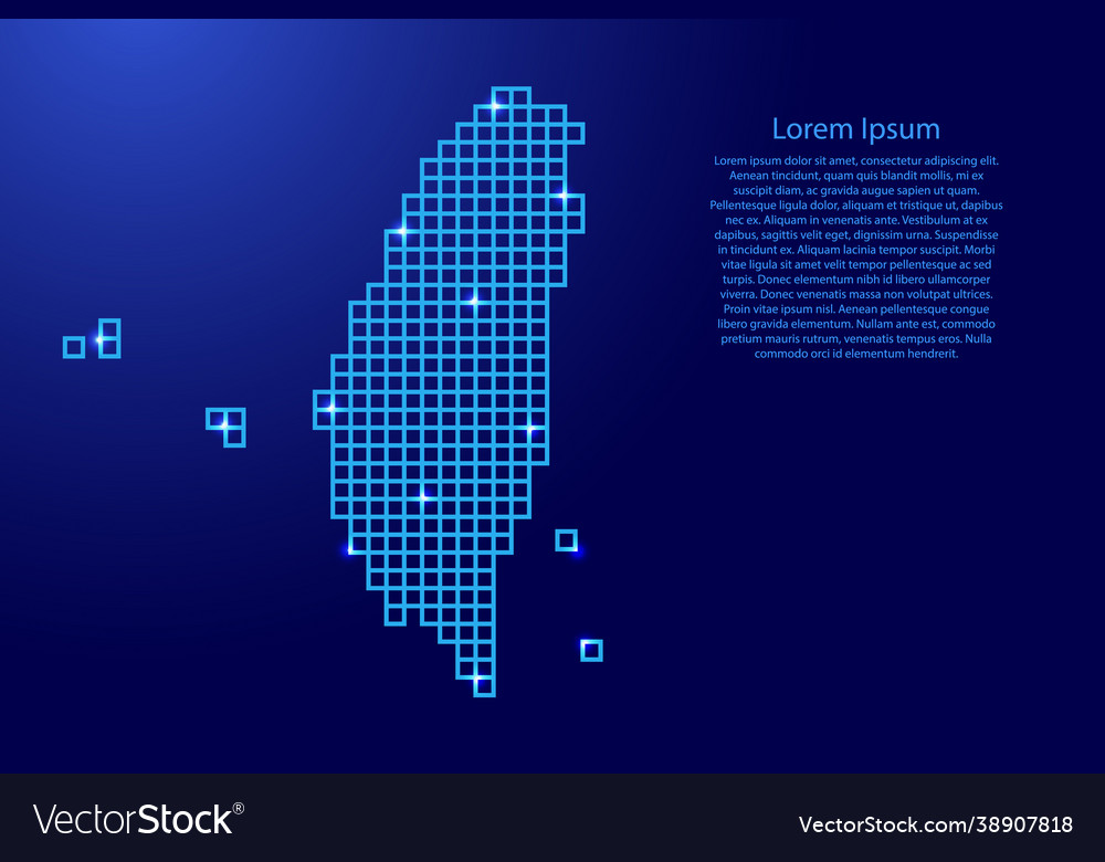 Taiwan map silhouette from blue mosaic structure Vector Image