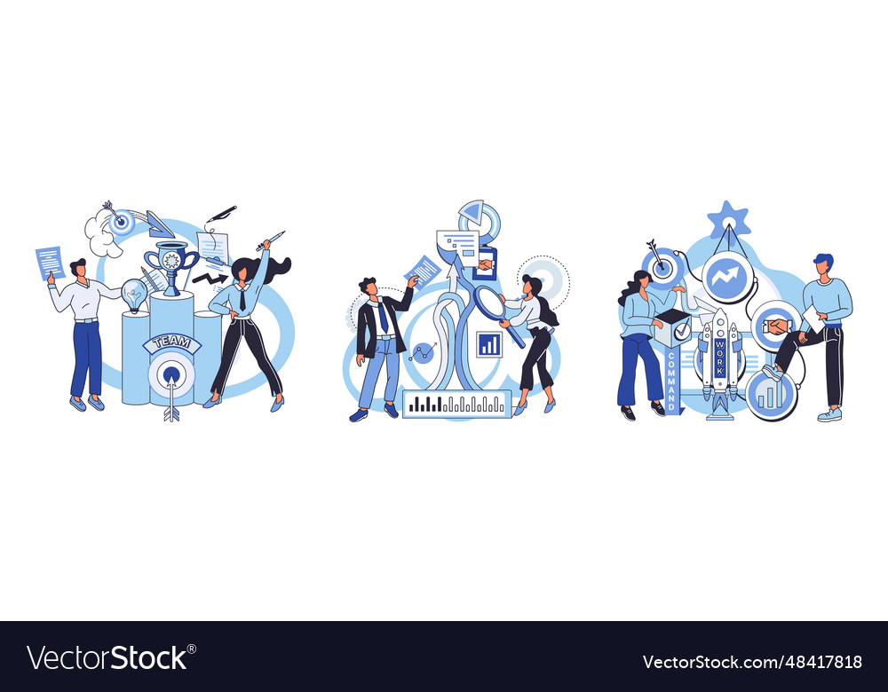 Team solving complex problems teamwork vector image Team solving complex problems teamwork