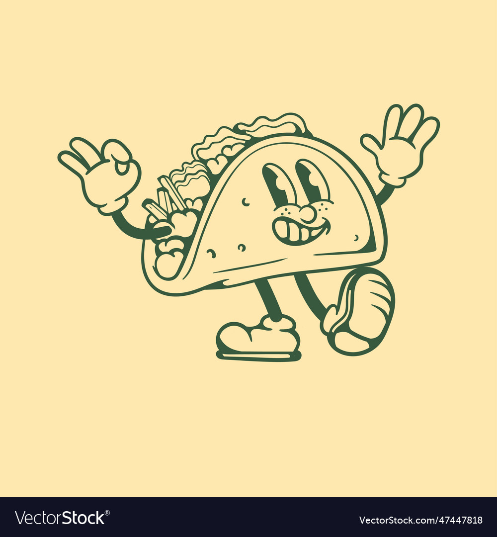 Vintage character design of taco