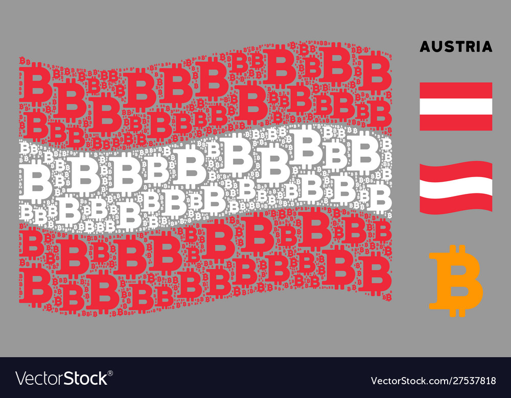 Waving austrian flag pattern bitcoin items Vector Image Waving austrian flag pattern bitcoin items