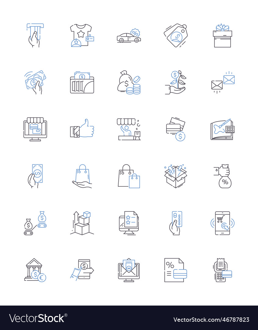 Consumer culture line icons collection Royalty Free Vector