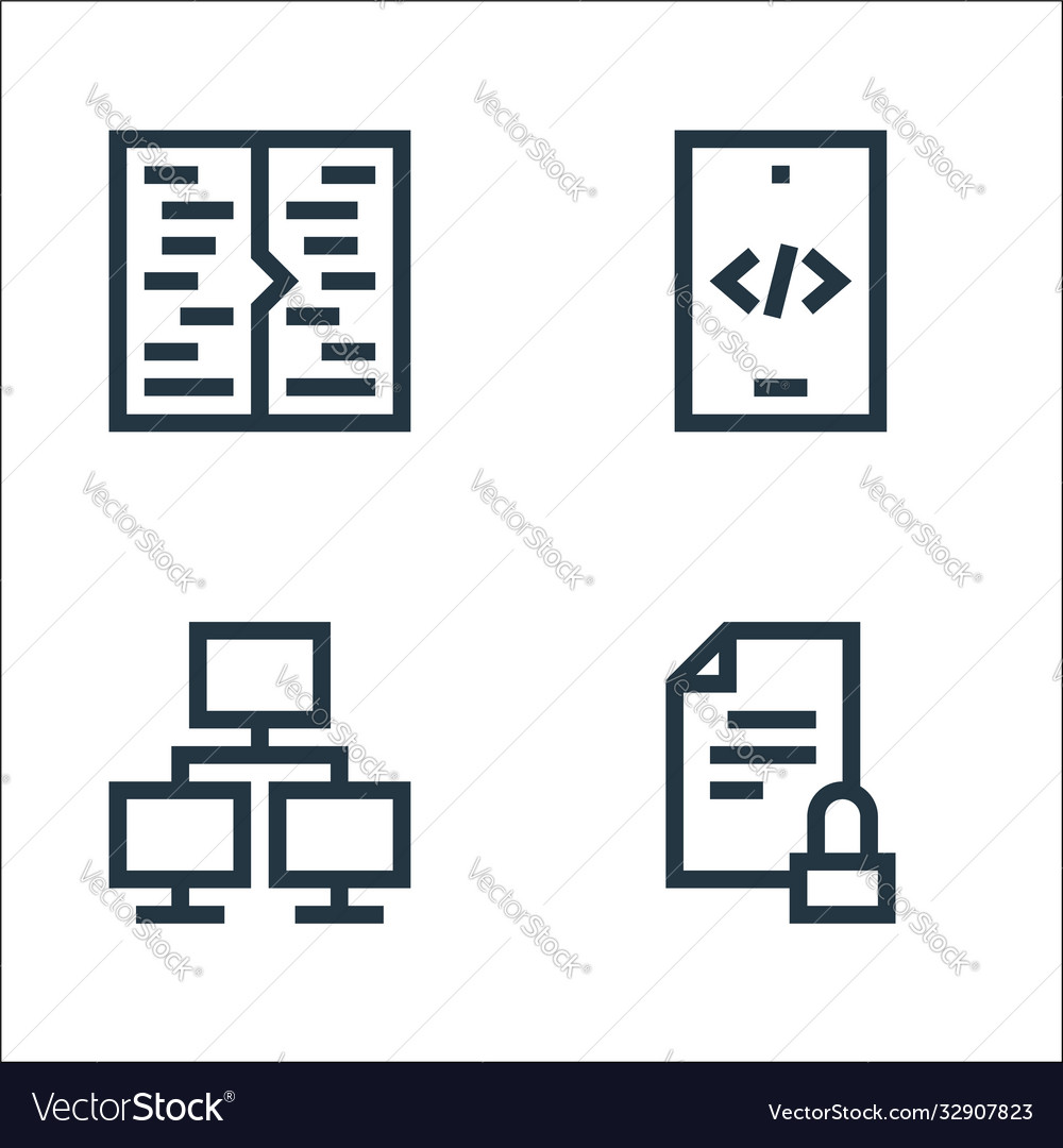 Development line icons linear set quality vector image Development line icons linear set quality