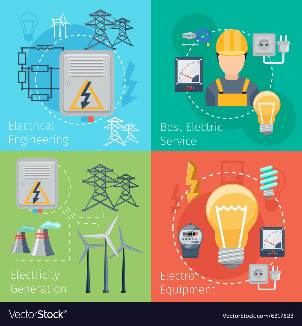 Electricity energy concepts set Royalty Free Vector Image