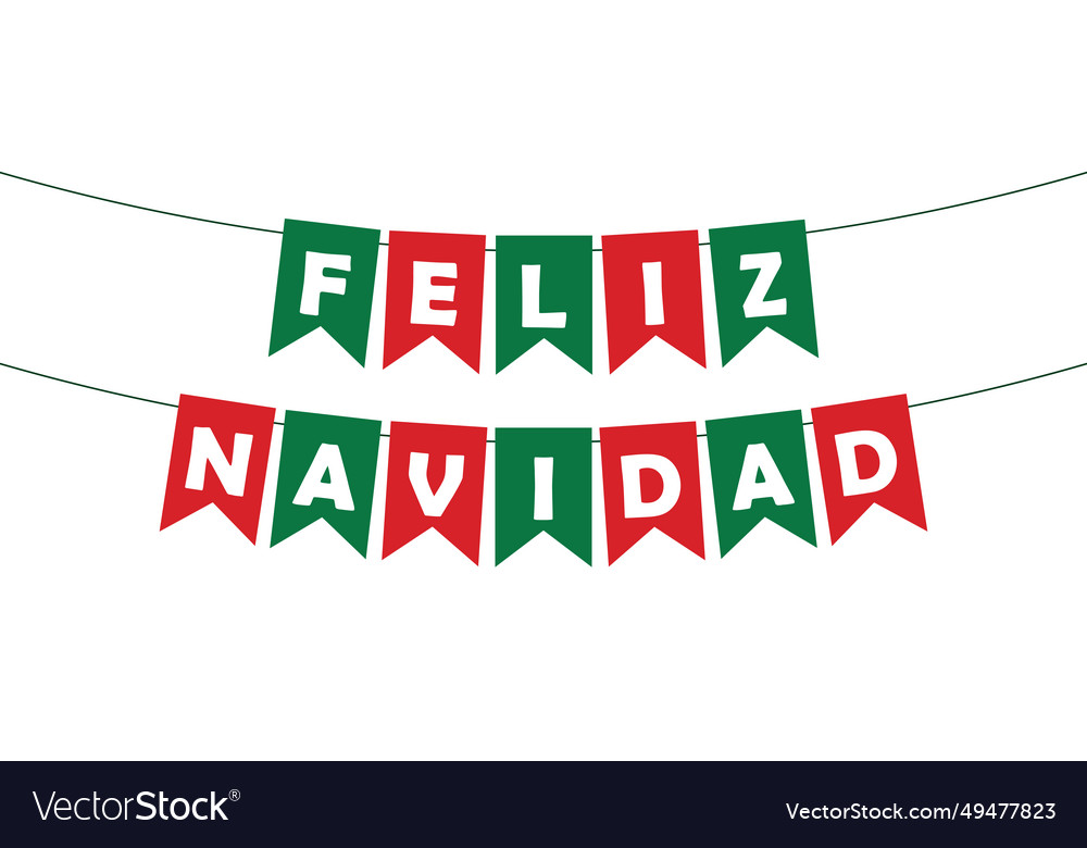 Feliz navidad bunting garland green and red Vector Image