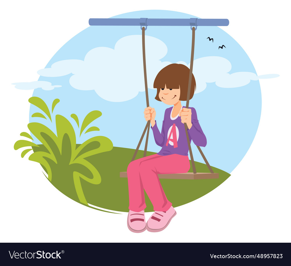 Girl on rope swing for internet and mobile website