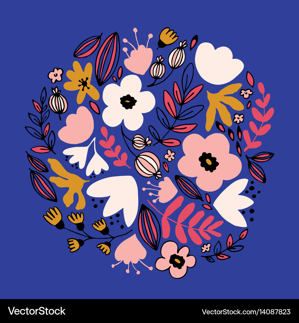 Hand drawn fantasy flowers Royalty Free Vector Image
