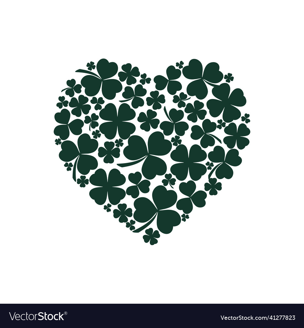 Happy st patricks day heart shaped clover leaves