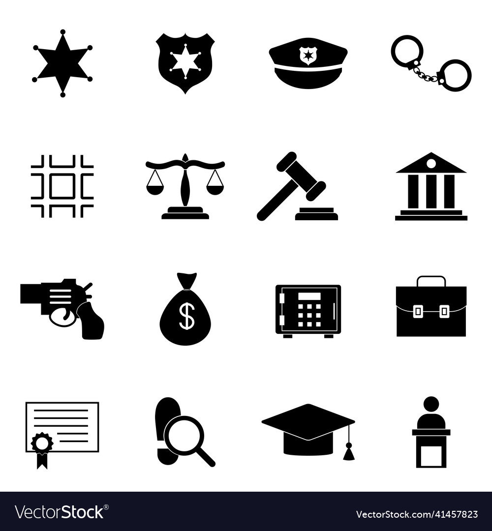 Legal law and justice icon set collection vector image Legal law and justice icon set collection